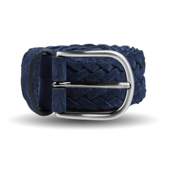 Anderson's Blue Braided Suede Leather 35mm Belt Feature