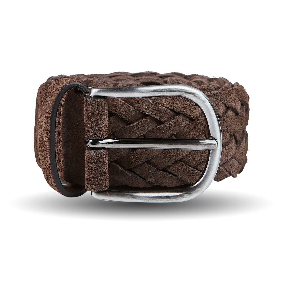 Anderson's Brown Braided Suede Leather 40mm Belt Feature