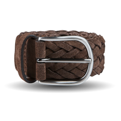 Anderson's Brown Braided Suede Leather 40mm Belt Feature