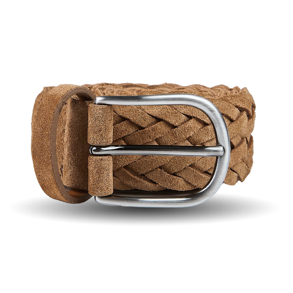 Anderson's Light Brown Braided Suede Leather 40mm Belt Feature