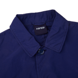 Aspesi Indigo Blue Micro Nylon Limone Coat Collar