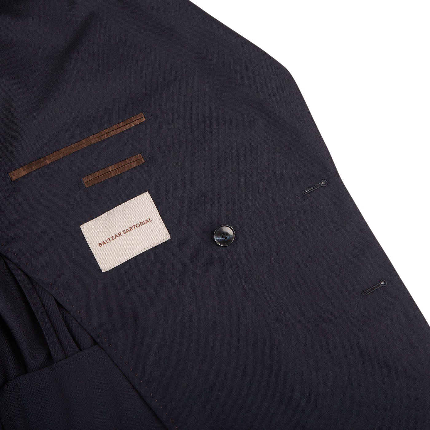 Baltzar Navy Blue Super 100s Wool DB Suit Jacket Inside