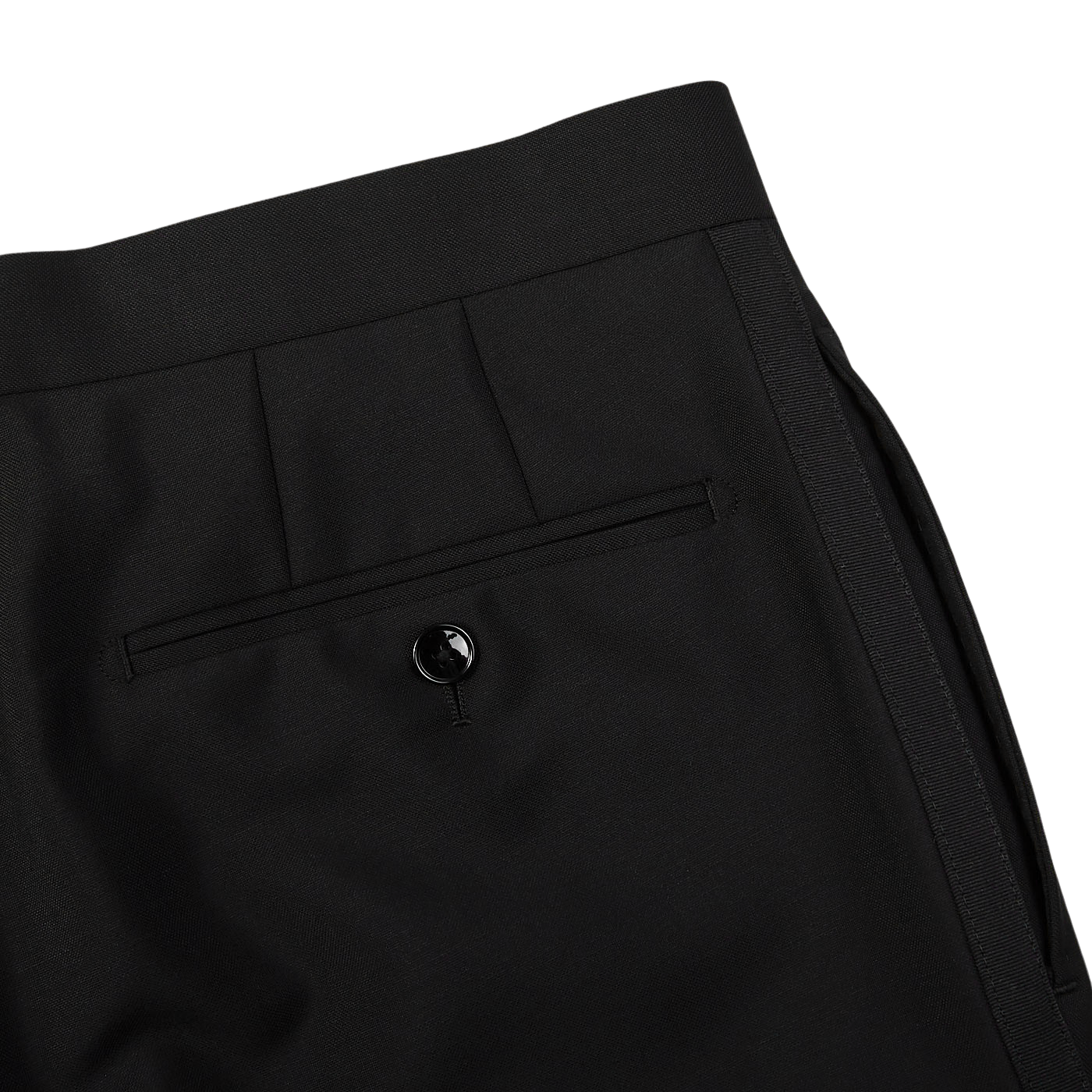 Baltzar Sartorial Black Wool Mohair Tuxedo Flat Front Trousers Pocket