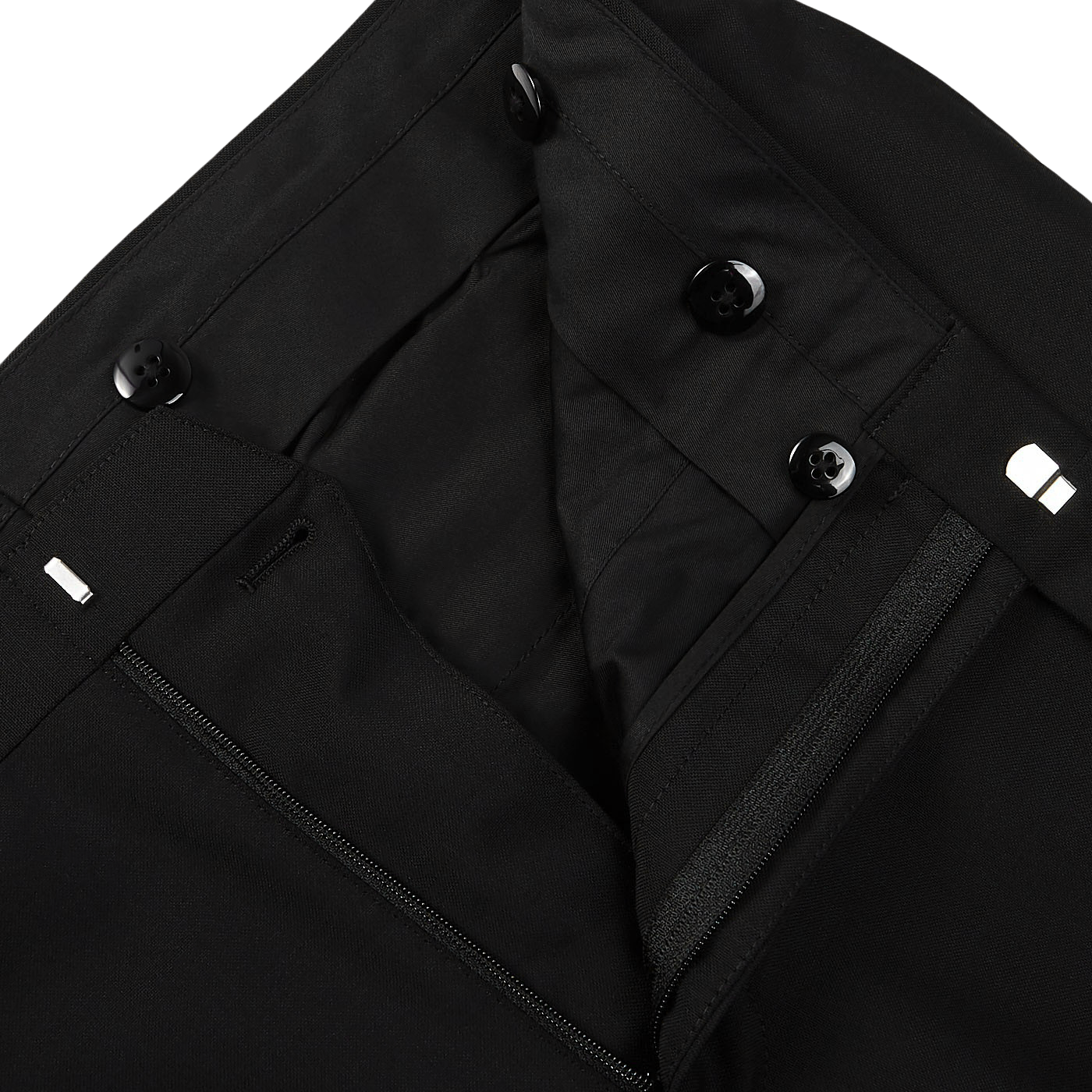 Baltzar Sartorial Black Wool Mohair Tuxedo Flat Front Trousers Zipper