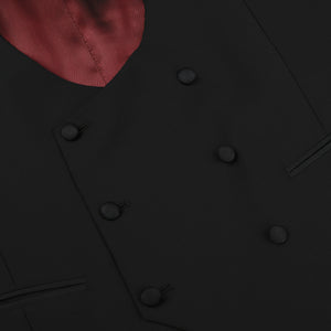 Baltzar Sartorial Black Wool Mohair Tuxedo Waistcoat Closed1
