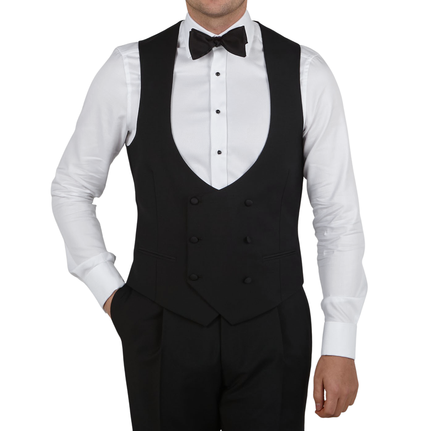 Baltzar Sartorial Black Wool Mohair Tuxedo Waistcoat Front1