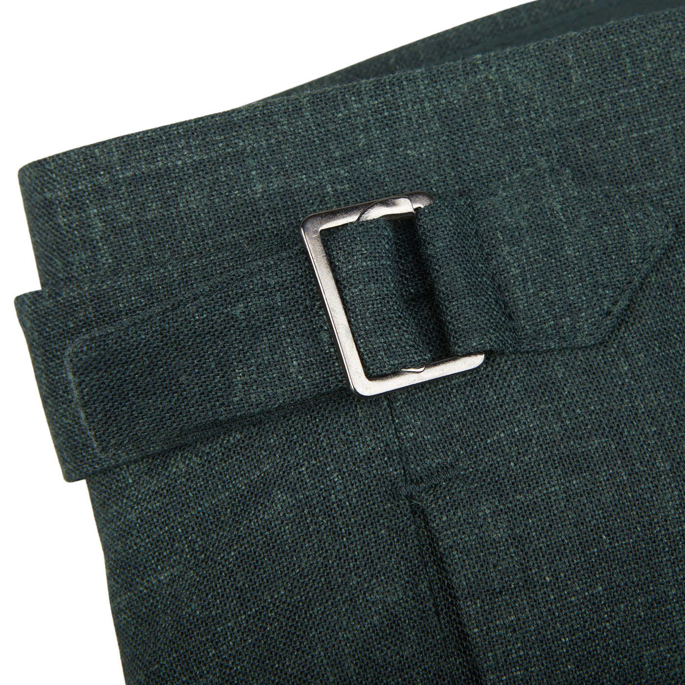 Baltzar Sartorial Green Melange Wool Linen Pleated Trousers Detail