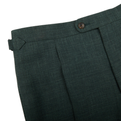 Baltzar Sartorial Green Melange Wool Linen Pleated Trousers Edge