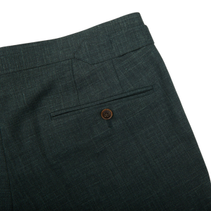 Baltzar Sartorial Green Melange Wool Linen Pleated Trousers Pocket
