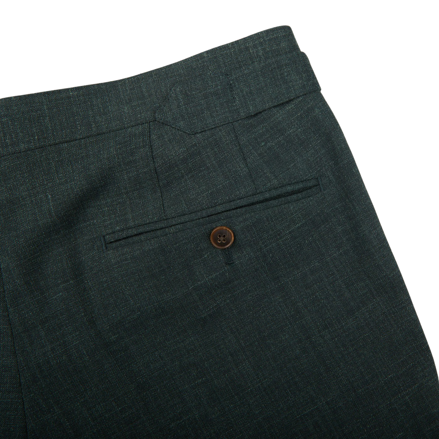 Baltzar Sartorial Green Melange Wool Linen Pleated Trousers Pocket
