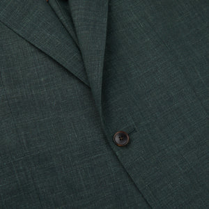 Baltzar Sartorial Green Melange Wool Linen Suit Jacket Closed