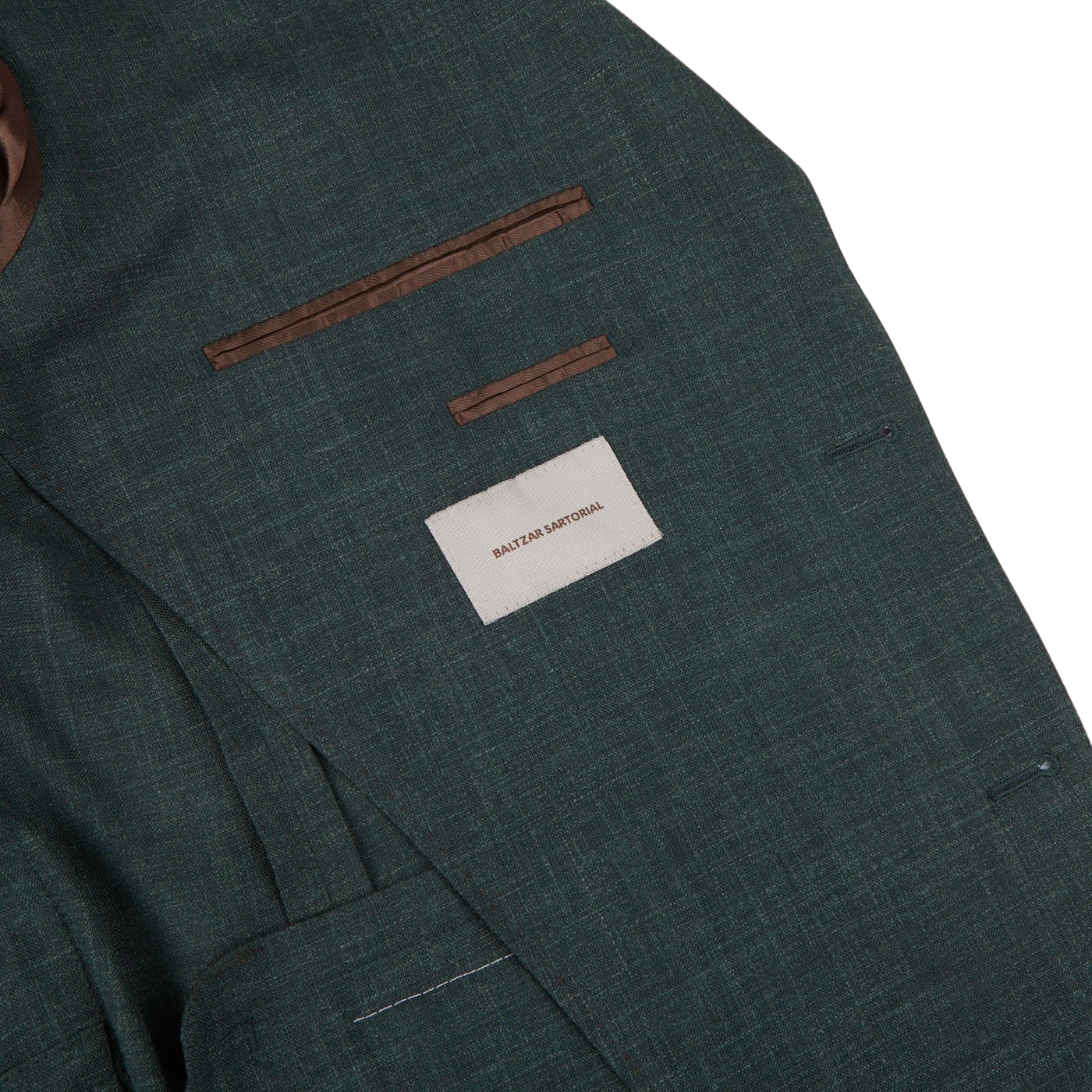 Baltzar Sartorial Green Melange Wool Linen Suit Jacket Inside