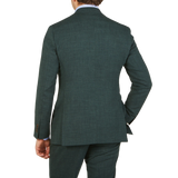 Baltzar Sartorial Green Melange Wool Linen Suit Jacket Jacket Back