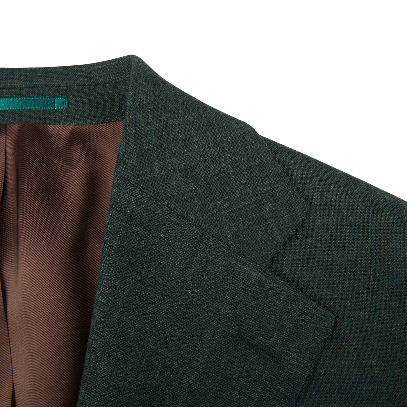 Baltzar Sartorial Green Melange Wool Linen Suit Jacket Lapel