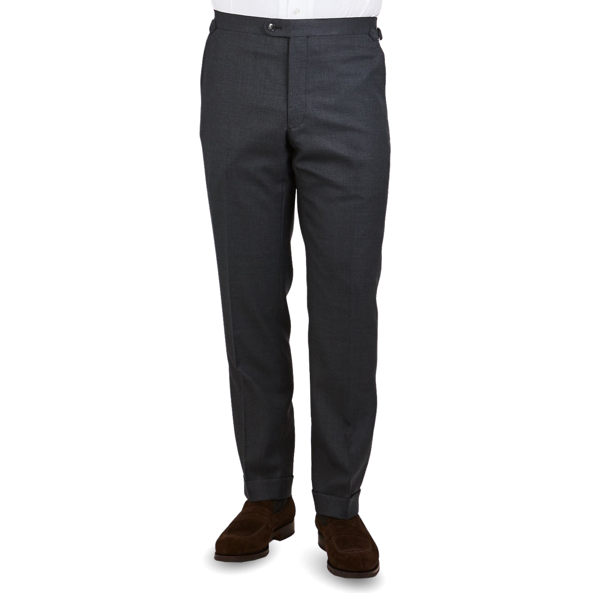 Baltzar Sartorial Grey Super 100's Wool Flat Front Suit Trousers Front