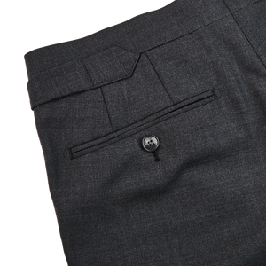 Baltzar Sartorial Grey Super 100's Wool Flat Front Suit Trousers Pocket
