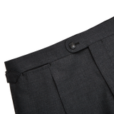 Baltzar Sartorial Grey Super 100's Wool Pleated Suit Trousers Edge