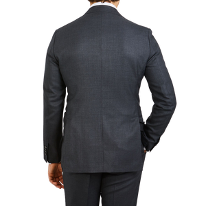 Baltzar Sartorial Grey Super 100's Wool Suit Jacket Back