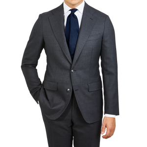 Baltzar Sartorial Grey Super 100's Wool Suit Jacket Front