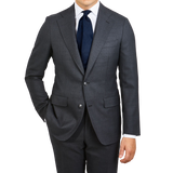 Baltzar Sartorial Grey Super 100's Wool Suit Jacket Front