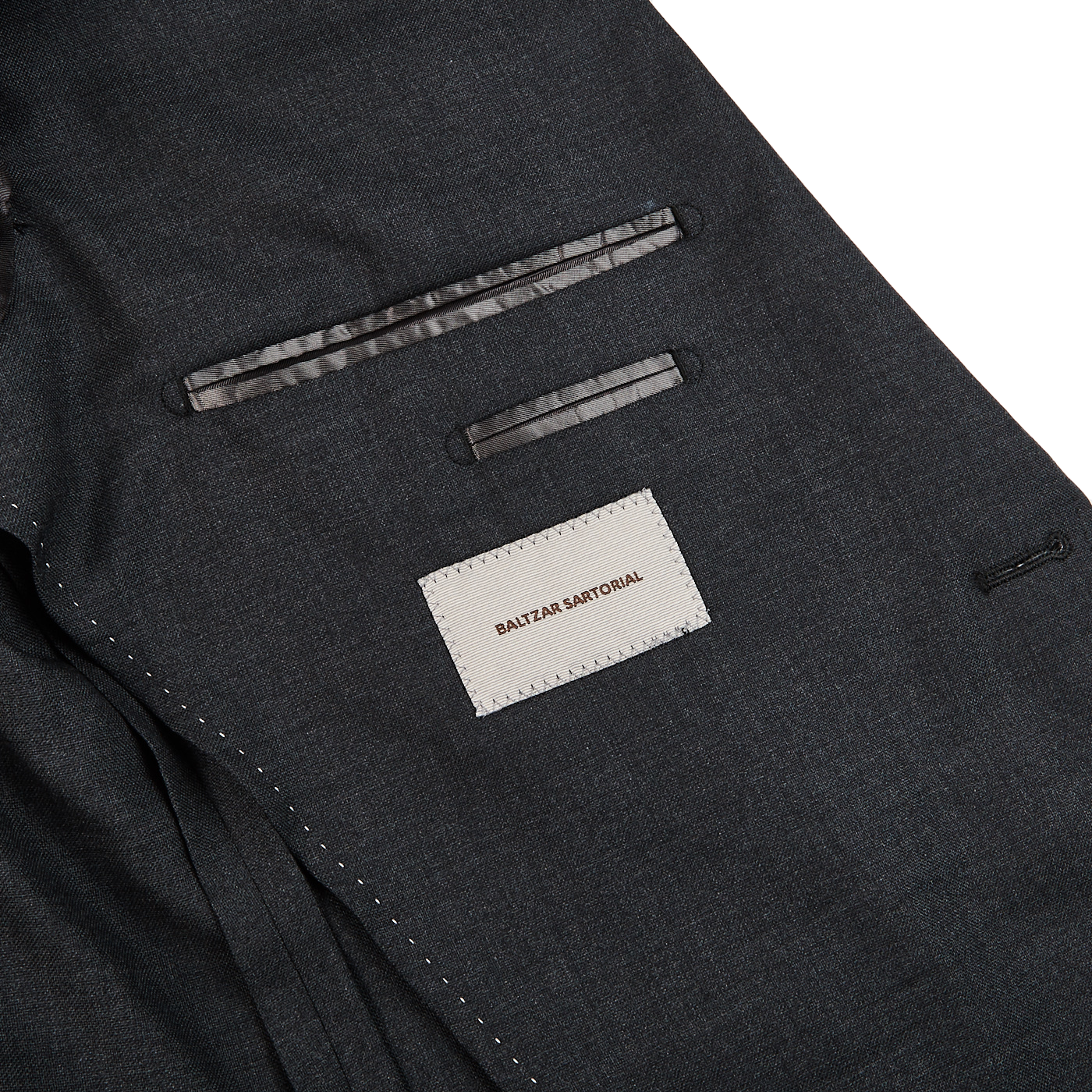 Baltzar Sartorial Grey Super 100's Wool Suit Jacket Inside