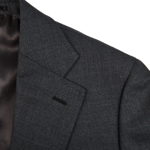 Baltzar Sartorial Grey Super 100's Wool Suit Jacket Lapel
