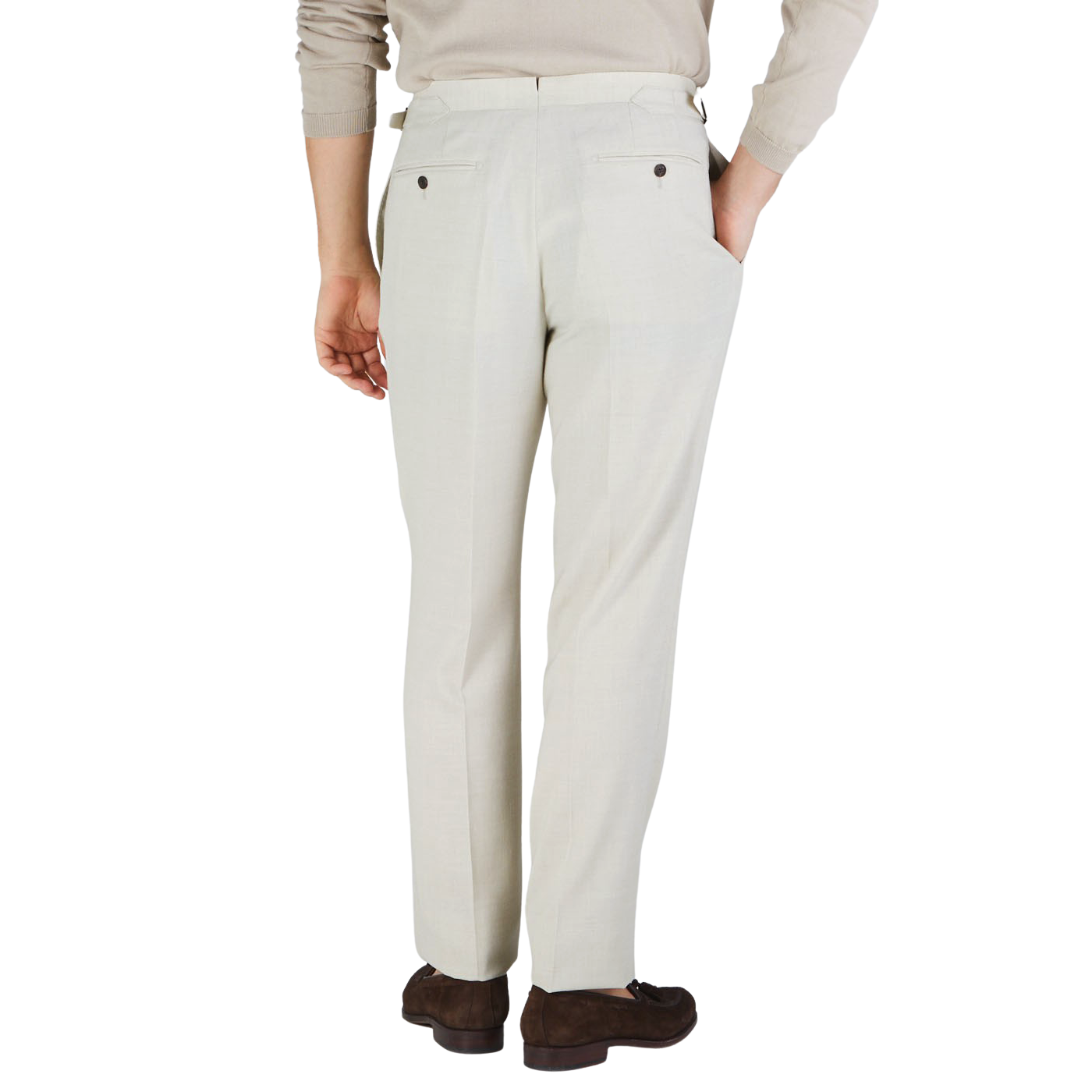 Baltzar Sartorial | Light Beige Wool Linen Pleated Trousers