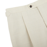 Baltzar Sartorial Light Beige Wool Linen Pleated Trousers Edge1