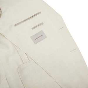 Baltzar Sartorial Light Beige Wool Linen Suit Jacket Inside