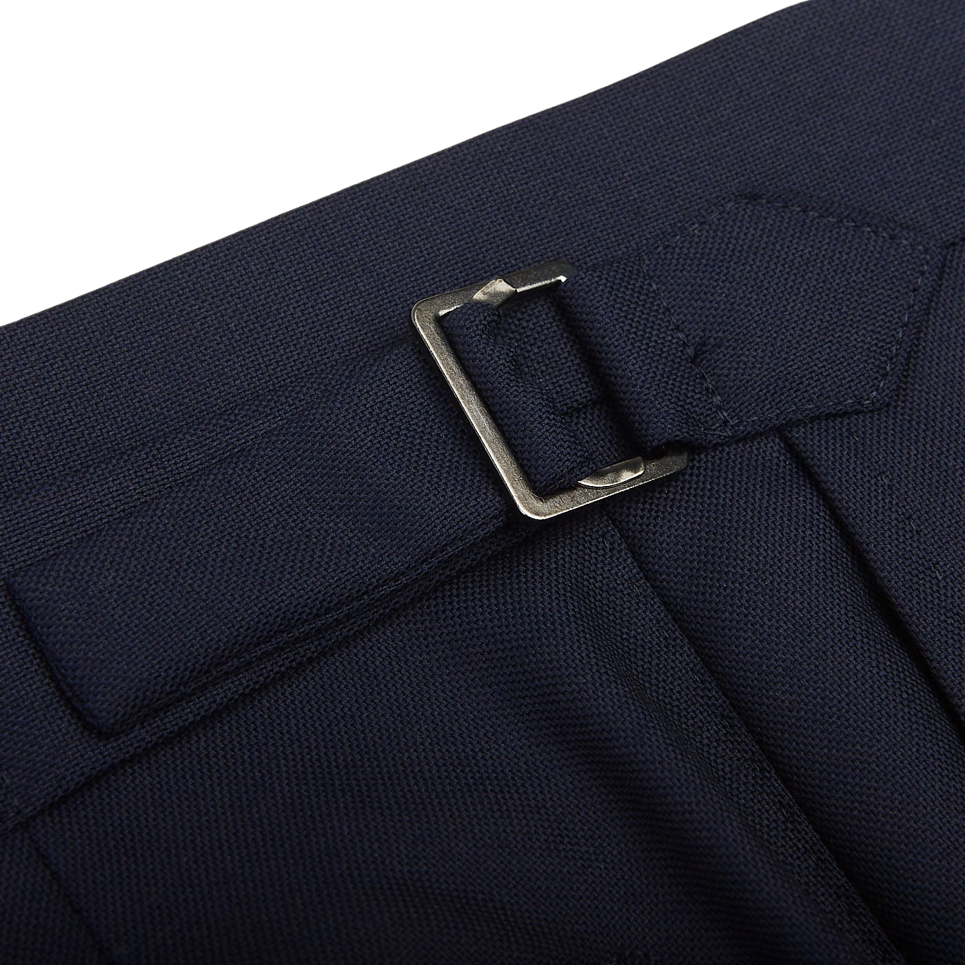 Baltzar Sartorial Navy Super 100's Wool Flat Front Suit Trousers Adjuster