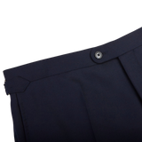Baltzar Sartorial Navy Super 100's Wool Flat Front Suit Trousers Edge