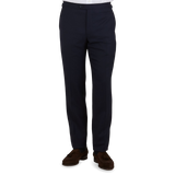 Baltzar Sartorial Navy Super 100's Wool Flat Front Suit Trousers Front