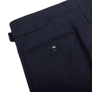Baltzar Sartorial Navy Super 100's Wool Flat Front Suit Trousers Pocket
