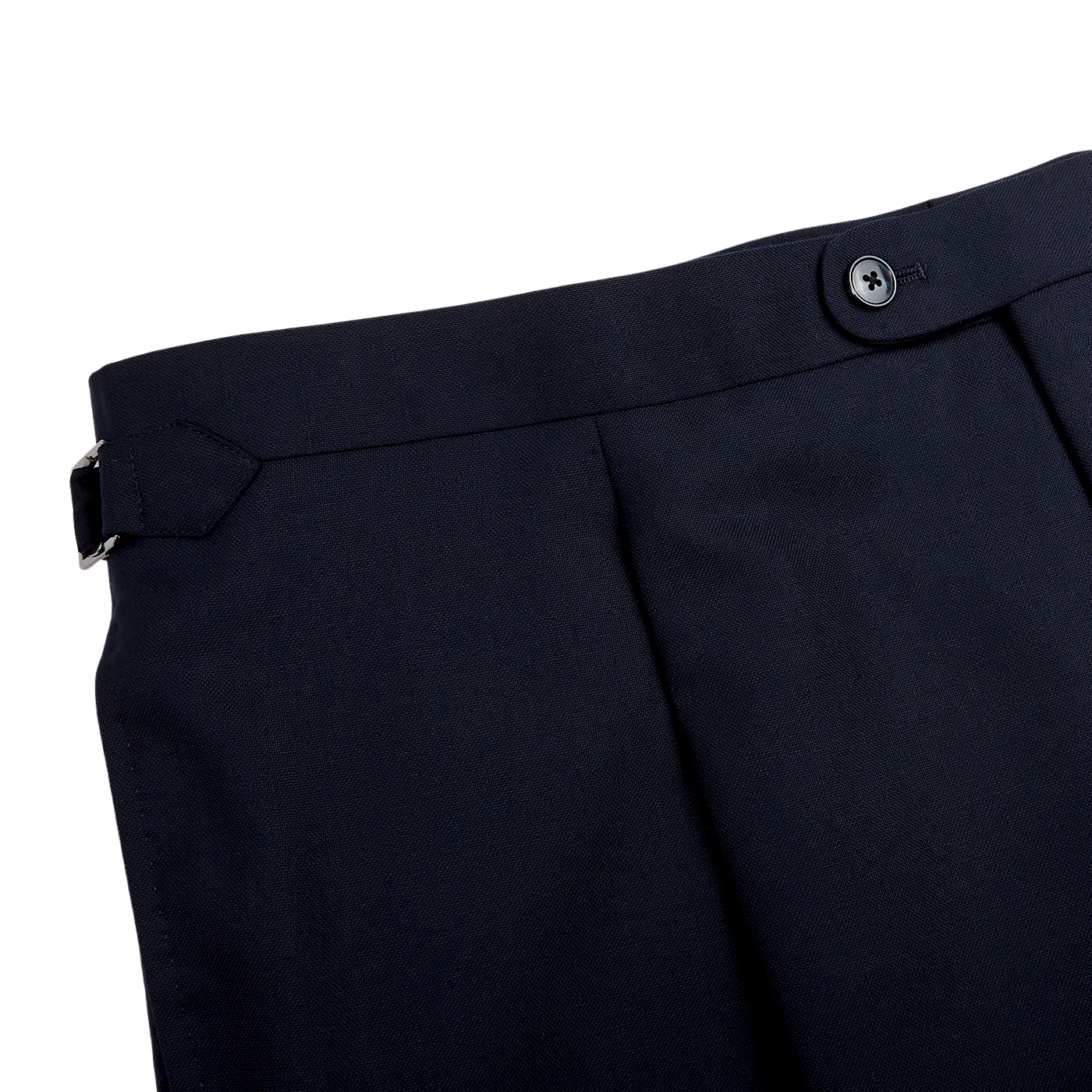 Baltzar Sartorial Navy Super 100's Wool Pleated Suit Trousers Edge