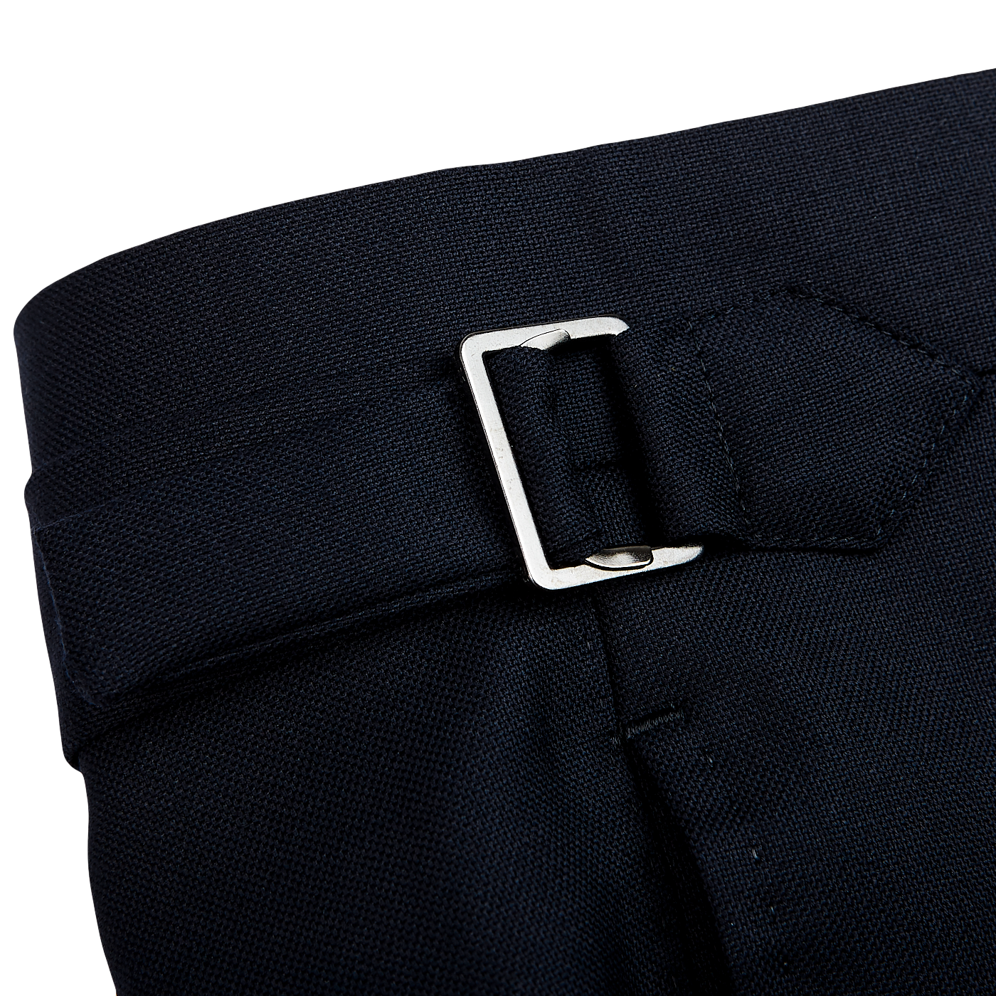 Baltzar Sartorial Navy Super 100's Wool Pleated Suit Trousers Side Adjuster