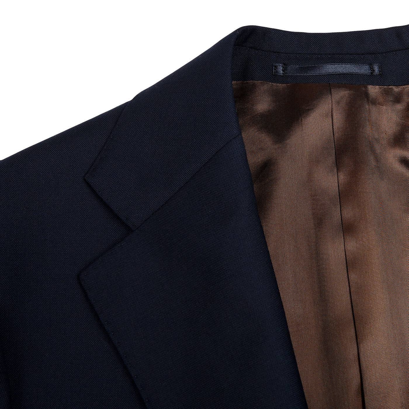 Baltzar Sartorial Navy Super 100's Wool Suit Jacket Lapel