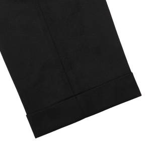 Berwich Black Wool Flannel Flat Front Trousers Cuff