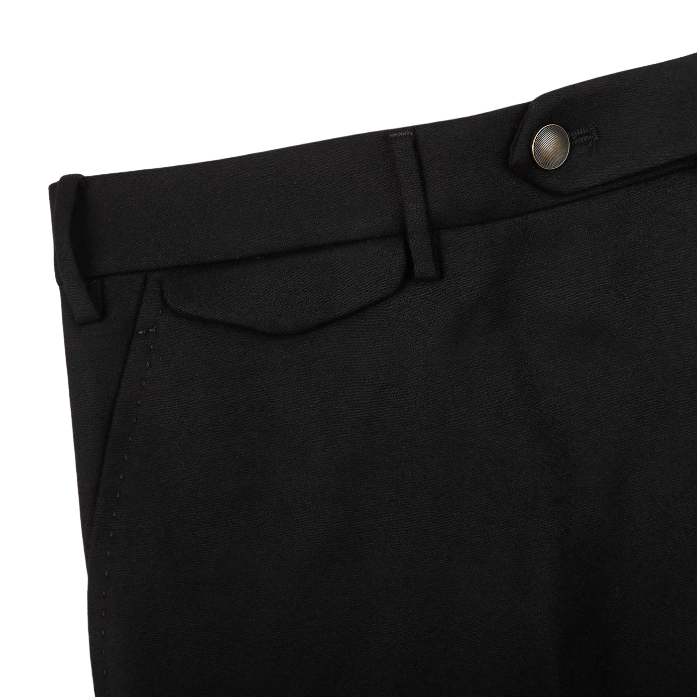 Berwich Black Wool Flannel Flat Front Trousers Edge