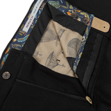 Berwich Black Wool Flannel Flat Front Trousers Zipper