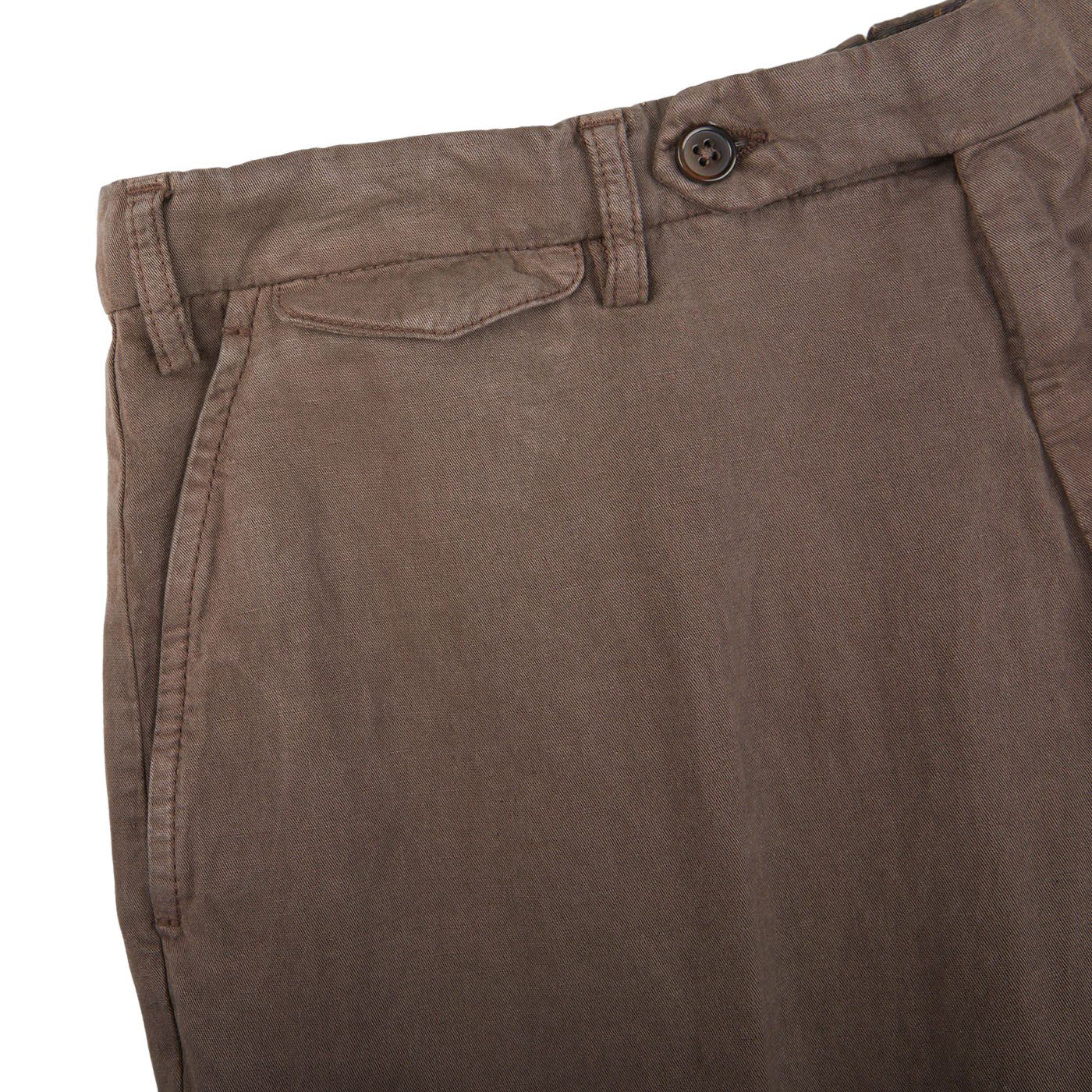 Berwich Brown Linen Blend Flat Front Trousers Edge