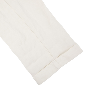 Berwich Cream Linen Blend Flat Front Trousers Cuff