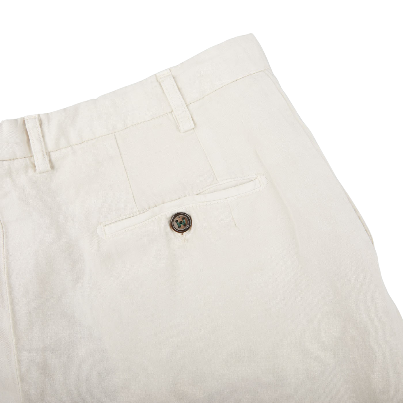 Berwich Cream Linen Blend Flat Front Trousers Pocket