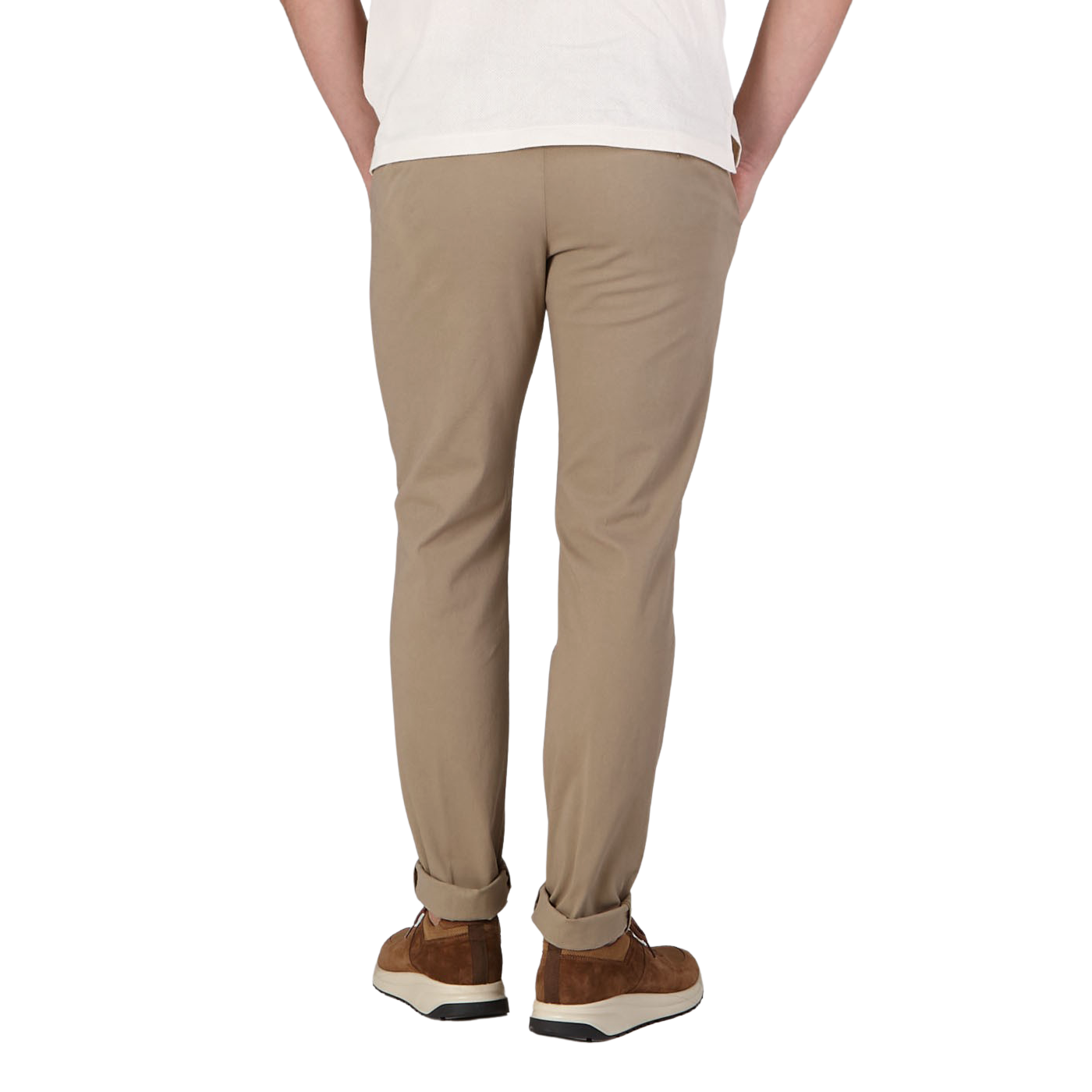 Berwich Dark Beige Cotton Stretch Chinos Back