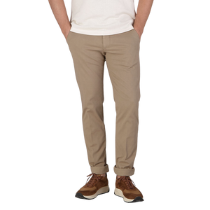 Berwich Dark Beige Cotton Stretch Chinos Front