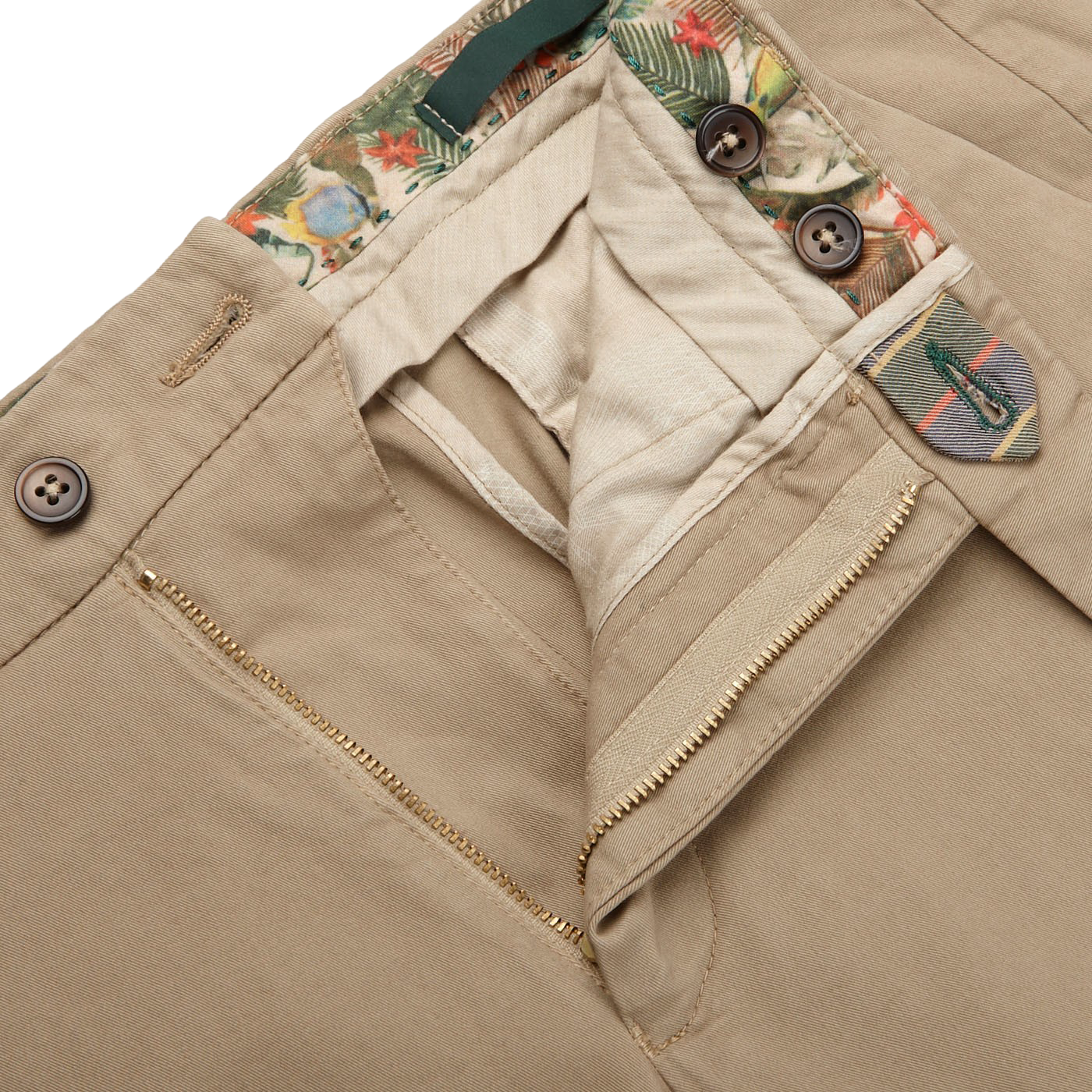 Berwich Dark Beige Cotton Stretch Chinos Zipper