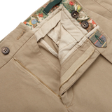 Berwich Dark Beige Cotton Stretch Chinos Zipper