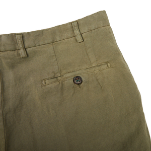 Berwich Green Linen Blend Flat Front Trousers Pocket