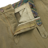 Berwich Green Linen Blend Flat Front Trousers Zipper
