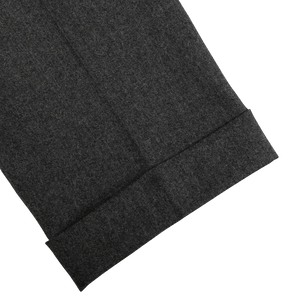 Berwich Grey Wool Flannel Flat Front Trousers Cuff