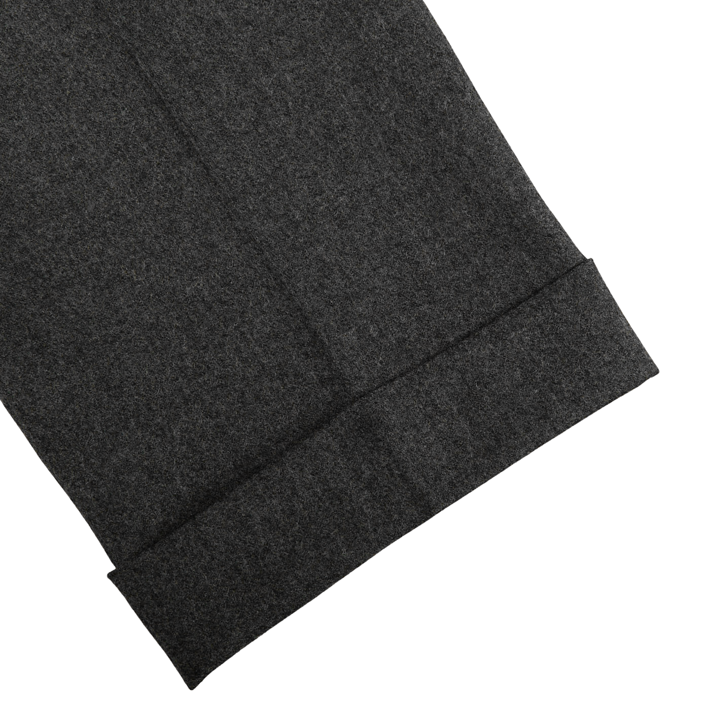 Berwich Grey Wool Flannel Flat Front Trousers Cuff